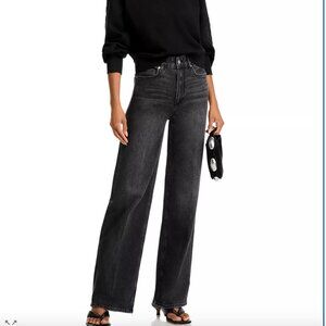 PAIGE Sasha High Rise Wide Leg Jeans| Viper Black Distressed| Size 32